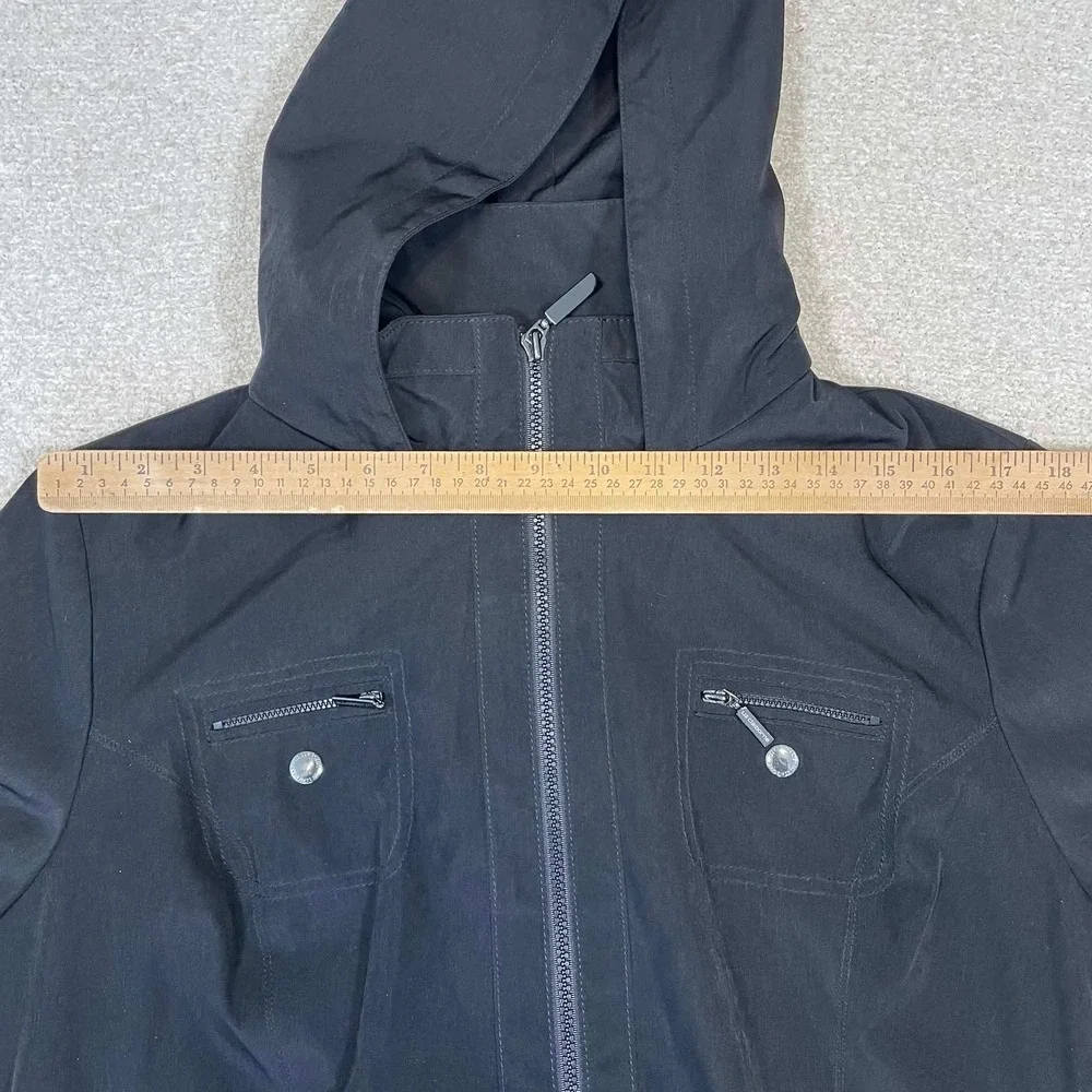 Liz Claiborne Womens Black Anorak Jacket Leopard Lining XL Drawstring Waist - Picture 11 of 12